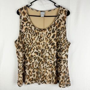 CHICOS Size 3 US XL Leopard Print Tank Top Mesh Lined